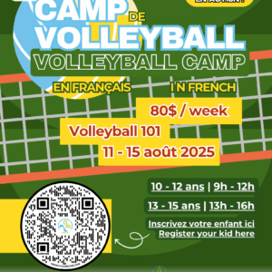 Camp de volleyball (11 au 15 août 2025) – En français