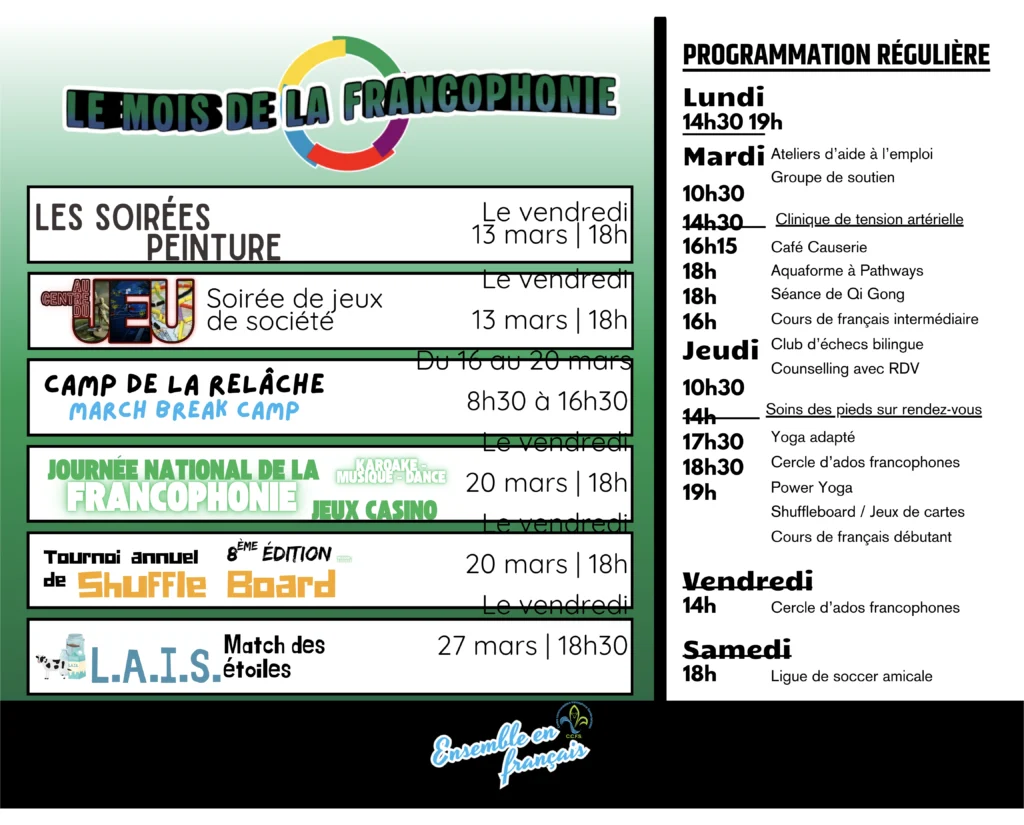 Le Mois de la Francophonie – Activités & Soirées (Mars)